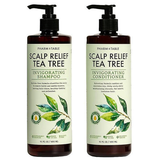 Tea Tree Shampoo and Conditioner For Men and Women, Deep Cleansing Sulfate-Free Formula - Relief for Dry Itchy Scalp - Infused with Tea Tree oil, Mint, Biotin and Vitamin E, 16.2oz