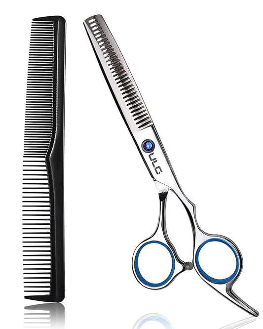 ULG Professional Thinning Shears with Comb - 6.5“ Japanese Stainless Steel Texturizing & Hair Cutting Scissors for Salon & Home Use