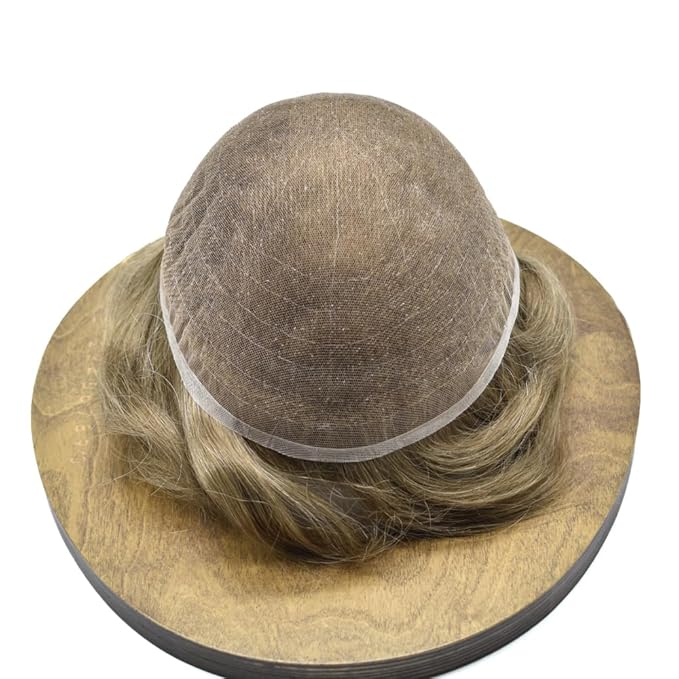 Toupee For Men Real Human Hair System Full Swiss Lace Mens Toupee Lace Hair Piece For Men Hair System Bleached Knots 8x10-80% light density#1820 18# MEDIUM BLONDE+20% GREY