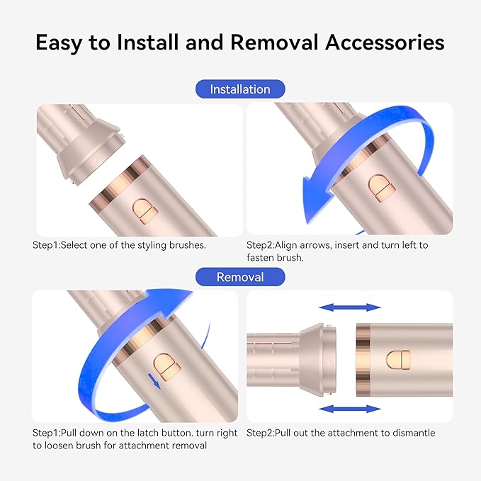 6-in-1 Hair Dryer Brush, 110,000 RPM High-Speed Hair Dryer Fast Drying,Upgraded Air Styler with Auto Wrap Curlers,Blow Dryer Brush for Straightening, Smoothing,Volumizing, No Heat Damage