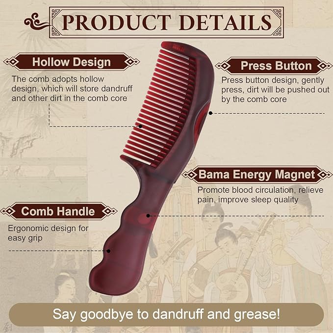 Patented Anti Dandruff Comb & Stainless Steel Fine Tooth Comb Kit, Dandruff Remover, Scalp Sweep Detoxing, Massage Dandruff Removal Brush for Scalp Build Up