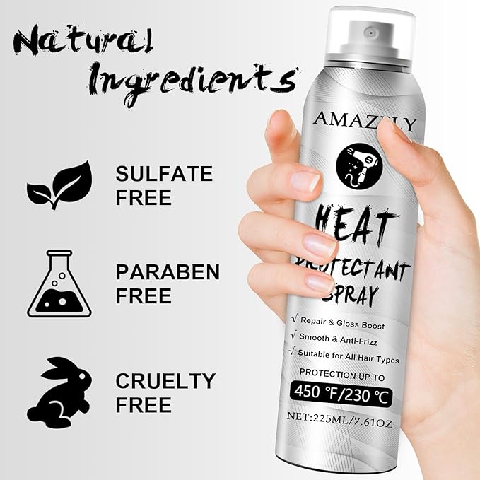 Heat Protection Hair Spray with Moroccan Argan Oil - Thermal Resistant Styling Products for Women - Frizzy, Black and Curly Hair - Anti Frizz, Leave In Conditioner - Flat Iron and Blow Dry (7.61 OZ)