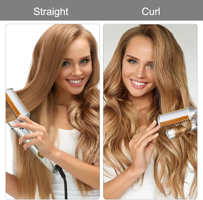2-in-1 Electric Hair Straightener and Curling Iron with Ceramic Plates, Portable Anti-Scald Design for Wigs, Beards, and Travel