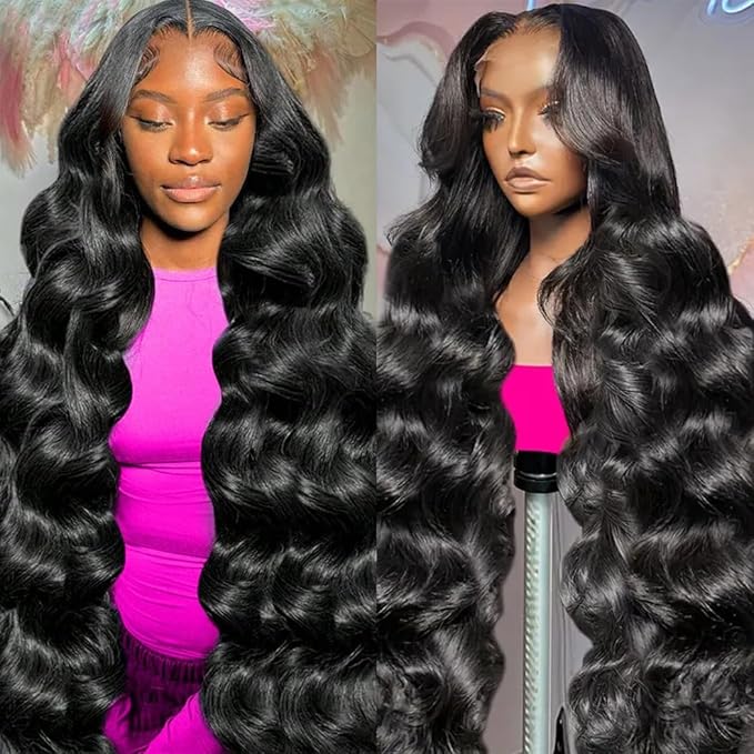13x6 Lace Front Wigs Human Hair Brazilian Glueless Wigs Human Hair Pre Plucked with Baby Hair Body Wave Lace Front Wigs for Black Women 200 Density HD Lace Frontal Wigs with Elastic Band 22 Inch