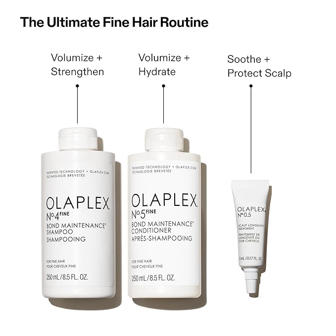 Olaplex Wash & Shine Fine Hair Kit: Nº. 4FINE, Nº. 5FINE, Nº. 0.5, Shampoo & Conditioner Set | Gently Cleanses to Volumize & Strengthen | Hydrates & Soothes Scalp | For Coily, Curly, Straight, & Wavy