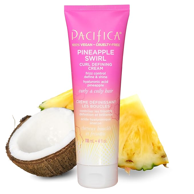 Pacifica Beauty Pineapple Curls 3-Step Hair Care Kit: Curl Defining Shampoo + Conditioner + Pineapple Swirl Curl Cream – Enhances Curls, Reduces Frizz, Vegan & Silicone-Free