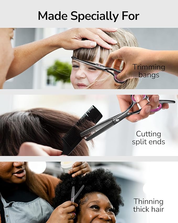 ULG Hair Thinning Scissors Professional Barber’s Texturizing Teeth Shears for Hairdressing, Salon and Home Use Thinning Shears for Hair Cutting, Made of Japanese Stainless Steel, 6.5 inch