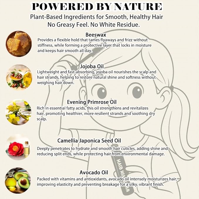 BestLand 2 Pcs Hair Finishing Stick, Hair Mascara Flyaway Hair Tamer Stick, Refreshing Not Greasy Feel Shaping Gel, Wax Fixer for Bangs, Edges, Frizz and Baby Hairs Control, Slick Back Hair Product