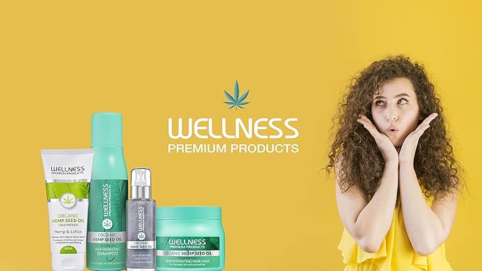 Wellness Premium Organic Hemp Seed Oil Hydrating Conditioner | Curly & Coily Hair Deep Moisture & Growth - 500ml - Defines Curls, Promotes Hair Growth, Strengthens Hair, Repairs Damage