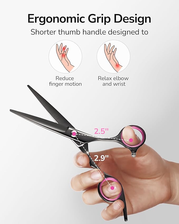 ULG Hair Cutting Scissors, Professional Hair Scissors 6.5 inch Right-Hand Razor Edge Barber Shears Salon Hair Cutting Shears Made of Japanese Stainless Steel, Hand Sharpened Black