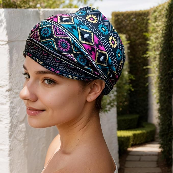 1 Pack Boho Headbands Stretch Paisley Print Bandana Headband Criss Cross Hair Bands Knotted Head Wrap Yoga Daily for Women and Girls (Teal Ethnic)