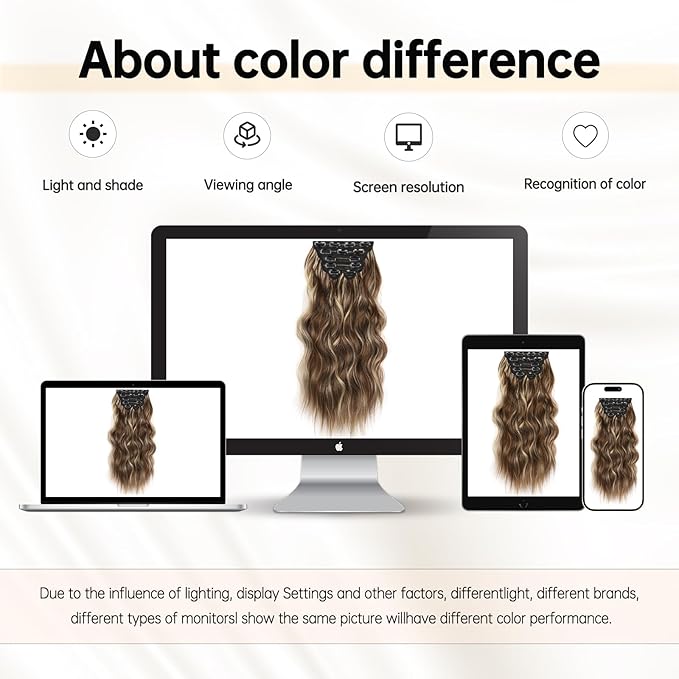 Vigorous Clip in Hair Extensions 20Inch Hair Extensions Clip Ins 6Pcs Natural Soft Synthetic Hairpieces for Women(Honey Blonde Mixed Chocolate Brown)