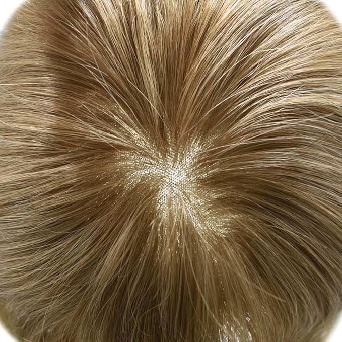 Toupee for Men Real Human Hair Swiss Lace Hairpiece for Men Hair Replacement System Poly Coated Mens Hairpieces Breathable Mens Hair System 7X9-120% Density 17# DARK ASH BLONDE