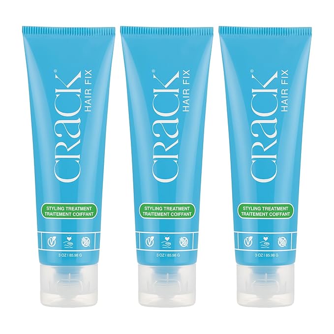 Crack HAIR FIX Styling Treatment - Multi-Tasking, Anti-Frizz, Leave-In Styling Cream with Protection from Humidity, Chlorine, Heat Treatments & Sun, 3 oz (Pack of 3)