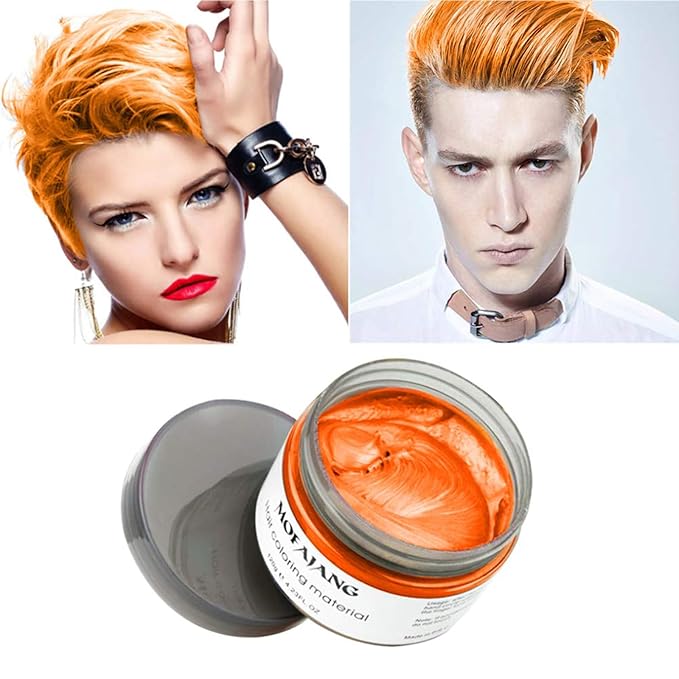 Temporary Hair Color Wax,Hair Spray Color, Hair Wax Color 4.23 oz, Easy Washout Temporary Hair Dye for Halloween,Cosplay, Party (Orange, 4.23)