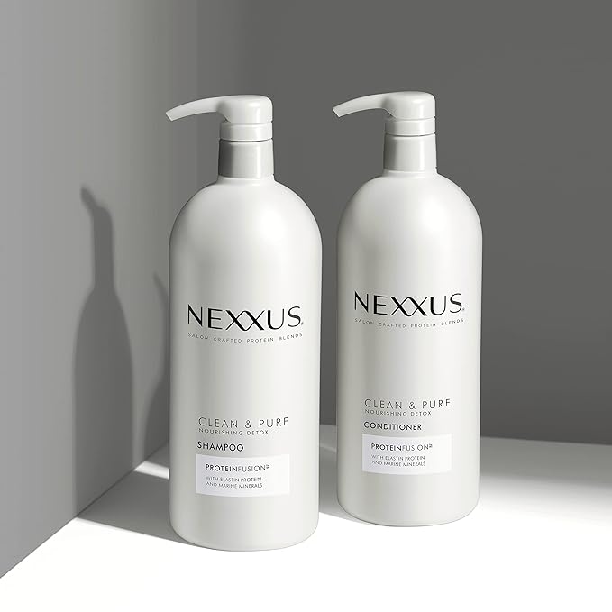 Nexxus Clean and Pure Clarifying Shampoo and Conditioner 2-Pack With ProteinFusion, for Nourished Hair Paraben Free 33.8 oz