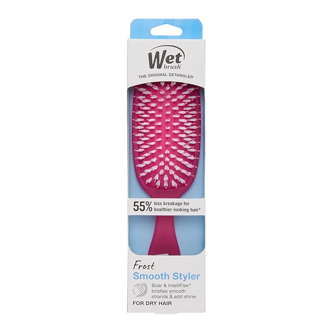 Wet Brush Smooth Styler Hair Brush, Pink Frost, Exclusive Ultra-soft IntelliFlex Bristles, Synthetic Boar Bristles, Shiny And Smooth, For All Hair Types, For Women, Men, Wet And Dry