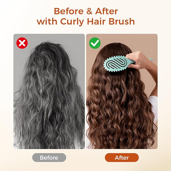 Curly Hair Brush, Curl Defining Brush with Soft Boar Bristles for Combing, Shaping, and Styling Curly Hair Suitable for All Women and Men with Wet & Dry Hair(Green)