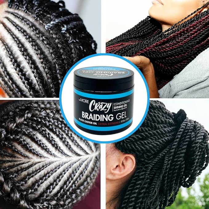 The MORE Crazy Conditioning Shining Braiding Gel, Extra Extreme Hold for All Hair Types, 10.1 Fl Oz, Clear Styling Gel, Nourishes Scalp, Promotes Hair Growth