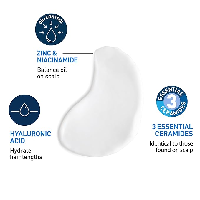 CeraVe Oil Control Balancing Conditioner, Hair Conditioner With Ceramides & Hyaluronic Acid, Removes Oil and Leaves Hair Feeling Hydrated, For All Hair & Scalp Types, Sulfate Free & Color Safe, 9 oz