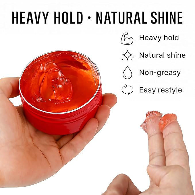 Water-Based Pomade, Hair Pomade for Men, Medium Hold Shine Hair Gel for Men | Strong Hold | Non-Greasy | for Pompadour Side Part Slick Back - 5.3oz Strawberry Scent