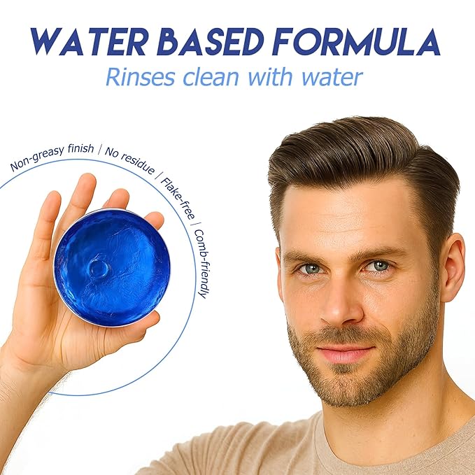 Water-Based Pomade, Hair Pomade for Men, Medium Hold Shine Hair Gel for Men | Strong Hold | Non-Greasy | for Pompadour Side Part Slick Back - 5.3oz Blueberry Scent