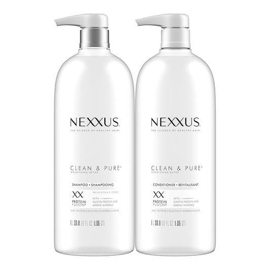 Nexxus Clean and Pure Clarifying Shampoo and Conditioner 2-Pack With ProteinFusion, for Nourished Hair Paraben Free 33.8 oz