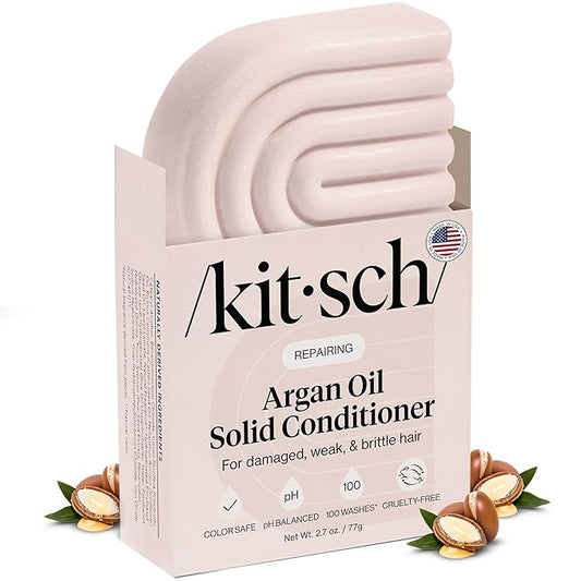 Kitsch Argan Oil Conditioner Bar – Repairing Hair Conditioner for Damaged Hair, Anti-Frizz – Strengthening, Moisturizing Hair Care – Paraben, Silicone & Sulfate-Free – Made in USA - 2.7 oz