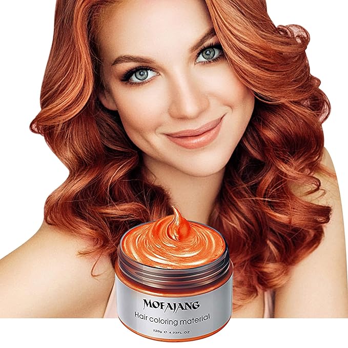 Temporary Hair Color Wax Orange 4.23 oz-Instant Hairstyle Cream Hair Pomades Hairstyle Wax for Party Cosplay Easy Cleaning
