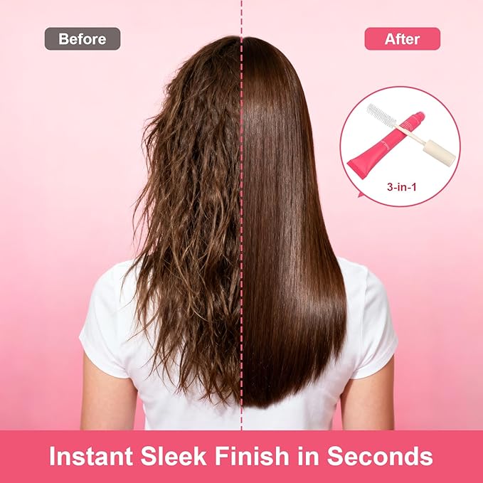 Hair Cactus Fruit 3-in-1 Styling Cream & Taming Wand – Smooth Flyaways, Control Frizz & Define Curls | Lightweight Non-Greasy Formula, Precision Brush, Vegan & Citrus Scent Hair Care (Pack of 1)