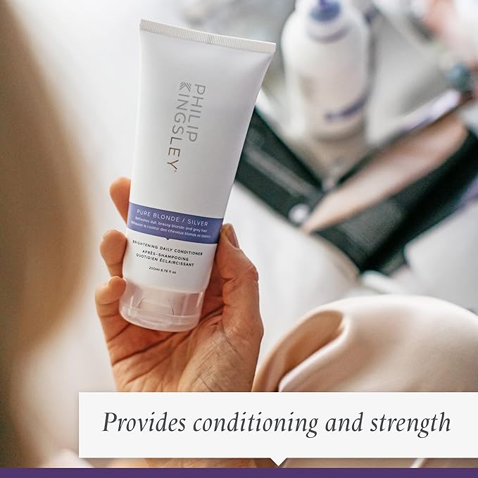 PHILIP KINGSLEY Pure Blonde/Silver Brightening Daily Purple Conditioner for Blonde Gray Brassy Colored Highlighted Bleached Hair Toner for Orange Brassiness and Yellow Tones, 6.76 oz