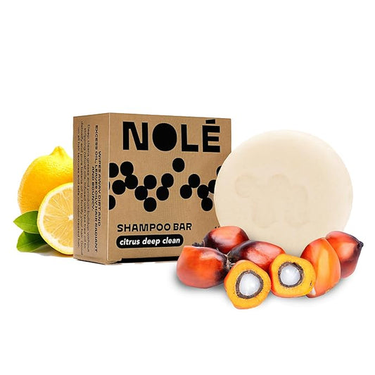 NOLE CARE Sustainable Bar Shampoo with Citrus & Batana Oil, for Oily Hair (3 oz) - PH Balanced, Rice Protein Based, Clarifying Shampoo, Sulfate-Free, Plastic-Free