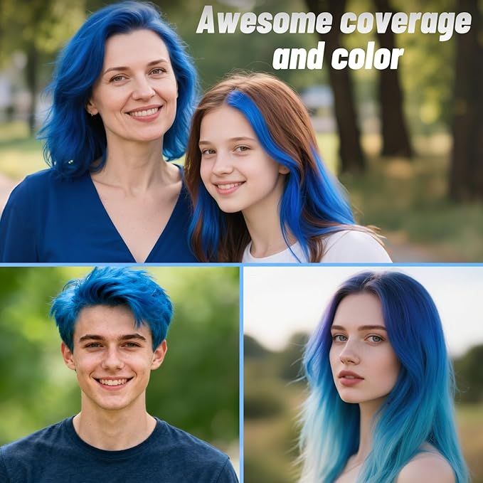 Blue Hair Spray, Temporary Hair Color Spray for Kids Women Men– Safe Non Sticky Washable One Day Hair Dye Spray, Disposable Accessories Included, for Halloween Cosplay Party DIY Costume Pet Fun