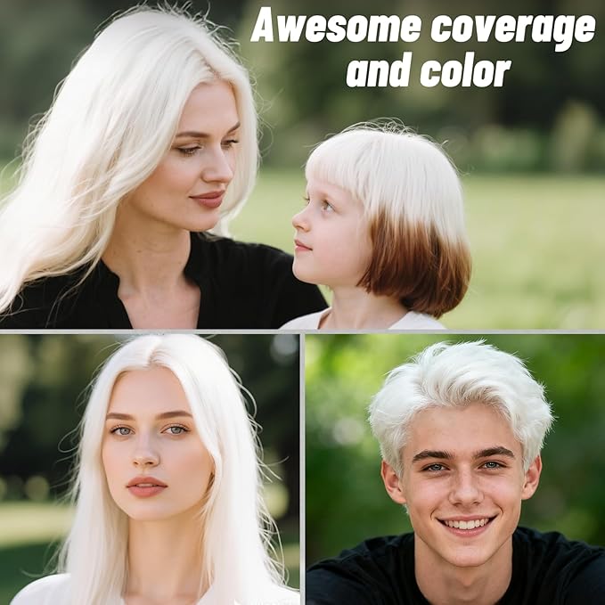 White Hair Spray, Temporary Hair Color Spray for Kids Women Men– Safe Non Sticky Washable One Day Hair Dye Spray, Disposable Accessories Included, for Halloween Cosplay Party DIY Costume Pet Fun