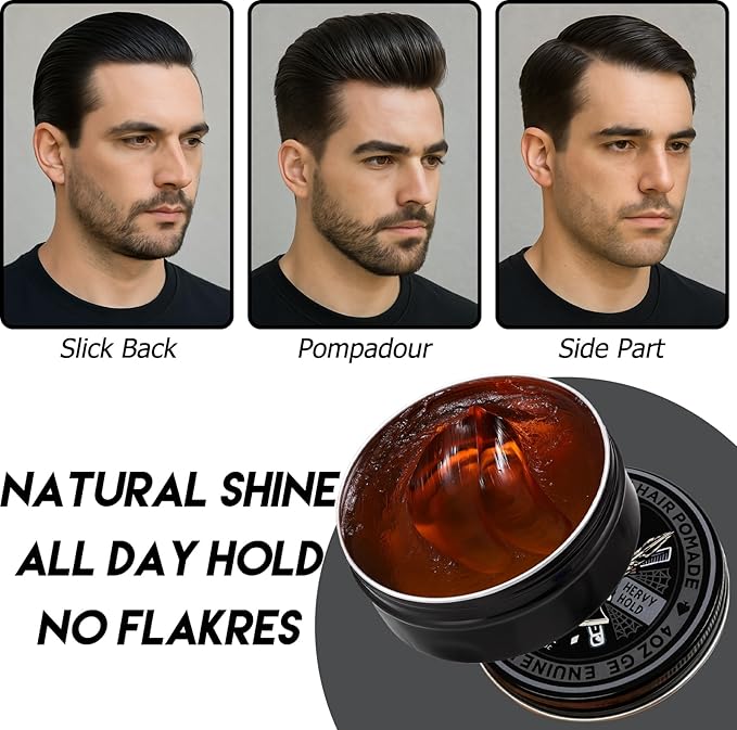 Water-Based Pomade, Hair Pomade for Men, Medium Hold Shine Hair Gel for Men | Strong Hold | Non-Greasy | for Pompadour Side Part Slick Back - 5.3oz Orange Scent