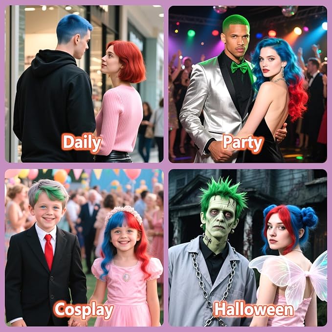 Green Hair Spray, Temporary Hair Color Spray for Kids and Women, Washable Hair Color Dye, Natural Hair Strong Style Coloring Gel Cream for Party,Hollowen,Cosplay, Festivals