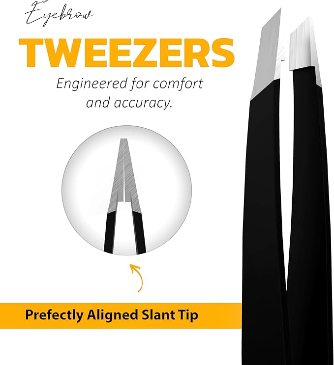 The Cut Factory- 6.5” Professional Hair Scissors & Tweezers - High Carbon 420 Stainless Steel Hair Cutting Scissors, Ultra-Sharp Barber Shears for Salon & Home, (BLACK)