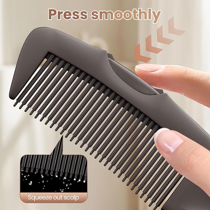 Dandruff Comb 2PC Upgraded Fine Tooth Scalp Detox Comb Lice for Women, Men & Kids Scalp Detoxing, Sweep & Massage Hair Brush Tool with Elegant Box for Hair Care (Brown)