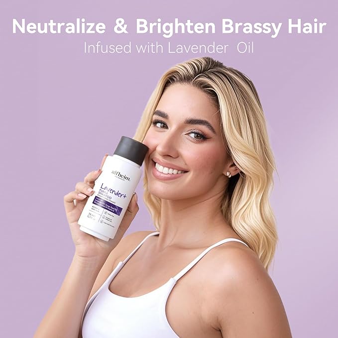 ALFHEIM Lavender+ Purple Shampoo | Neutralizes Brass & Yellow Tones | Sulfate-Free, Color-Safe Formula | For Blonde, Silver & Highlighted Hair | Hydrating & Smoothing | 10.7 oz