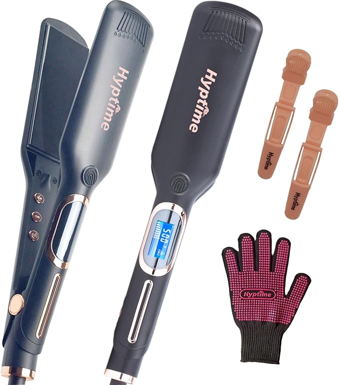 Wide Flat Iron Titanium Straightener Digital Display to Accurately Control Temperature, 2 Inch for Thick & Curly Hairs Professional, Dual Voltage 500°F Fast Heating for Black Hair Friendly