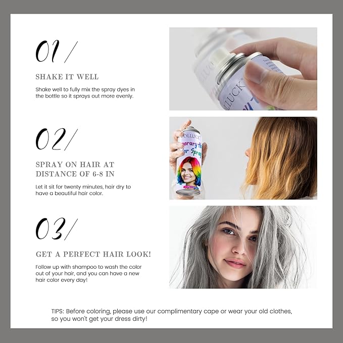 Gray Hair Spray Color Temporary, Silver Hair Color Spray 1-Day Hair Dye Colored for Kids Women Men, Grey Hair Wax Color Washable, Hair Paint Halloween Fast-Drying 4.06 Fl Oz