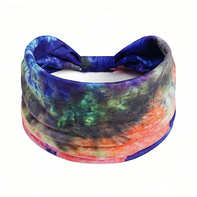 1 Pack Boho Headbands Stretch Paisley Print Bandana Headband Criss Cross Hair Bands Knotted Head Wrap Yoga Daily for Women and Girls (Vivid Color 2)