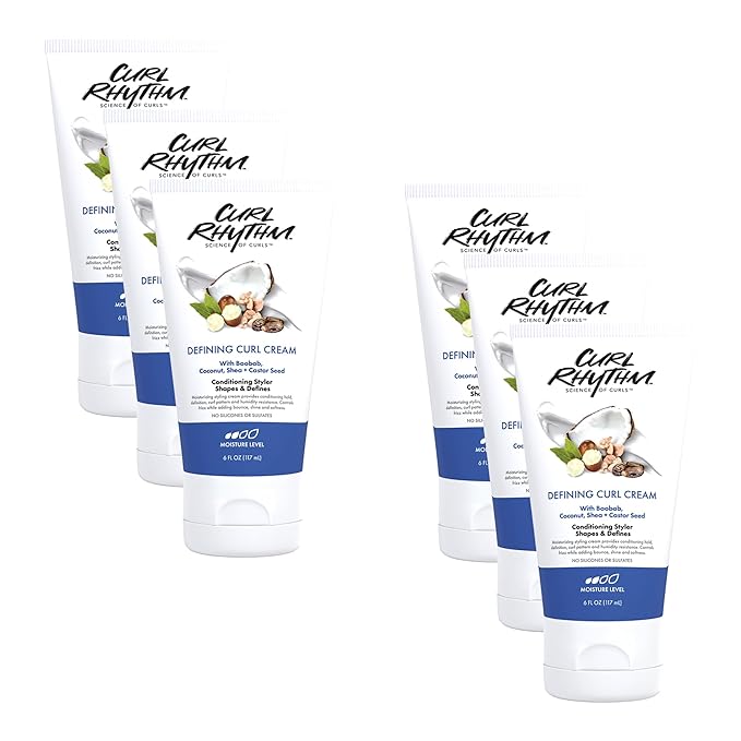 Defining Curl Cream - Hair Moisturizer for Curly Hair - Styling Cream for Frizz Control, Bounce, and Shine - Sulfate Free - 6 pc