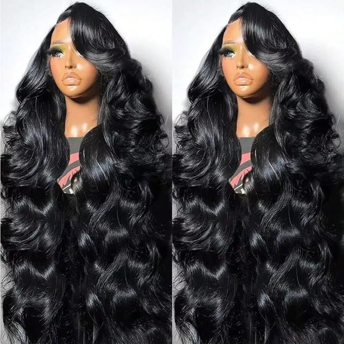 13x6 Lace Front Wigs Human Hair Brazilian Glueless Wigs Human Hair Pre Plucked with Baby Hair Body Wave Lace Front Wigs for Black Women 200 Density HD Lace Frontal Wigs with Elastic Band 22 Inch