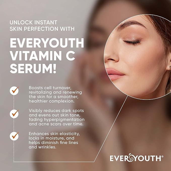 Vitamin C Serum for Face, Stem Cells, Niacinamide, Hyaluronic Acid & Vitamin E – Anti-Aging Retinol Facial Serum with Glycolic Acid & Retinal for Brightening, Hydrating & Firming Skin – Made in USA