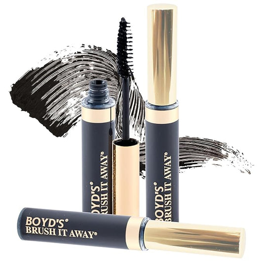 Boyd’s Brush It Away | Grey Hair Root Touch Up for Women & Men | Temporary Hair Color Mascara | Quick-Dry Water-Resistant Concealing Formula | Black, 3-Pack
