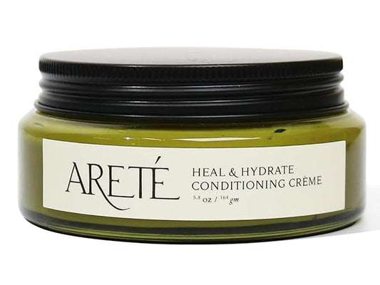 ARETÉ Heal & Hydrate Conditioning Crème Conditioner for Women, Moisturizing Hair Mask Treatment for Damaged Hair, Shea Butter, French Carob Seed, Organic Rockrose, Olive Oil, Made in USA, 7.4oz