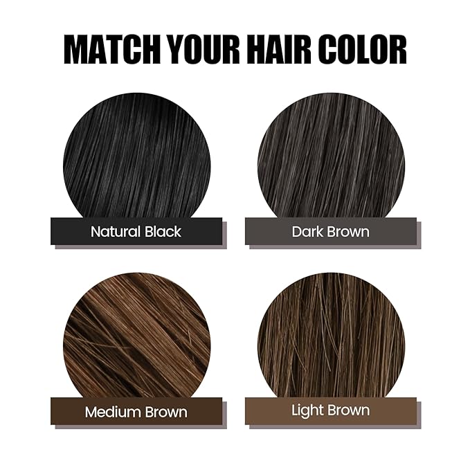 VOLLUCK Hair Thickening Fibers Spray, Temporary Colored Hair Thickener for Root Touch Up Spray, Grey Coverage Root Concealer for Women & Men, | Volumizing & Thickening | Light Brown