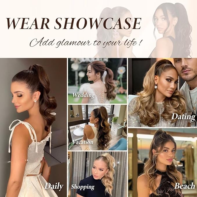 18" Ponytail Curly Claw Clip in Hair Extensions Jaw Clip on Ponytails for Women Wavy Long Ponytail Extension Synthetic Fake Hair for Thinning Hair - Dark Ash Blonde Mixed Bleach Blonde