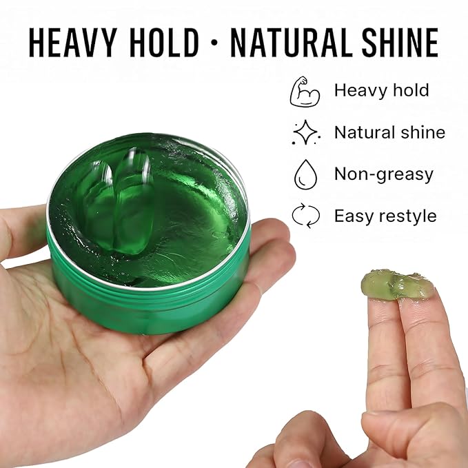 Water-Based Pomade, Hair Pomade for Men, Medium Hold Shine Hair Gel for Men | Strong Hold | Non-Greasy | for Pompadour Side Part Slick Back - 5.3oz Apple Scent